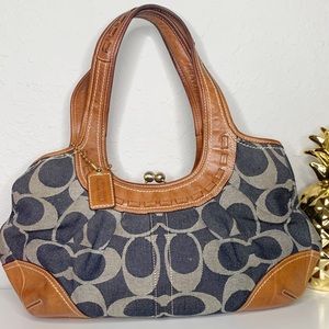 Vintage Jean & Leather Coach Bag Closure inside